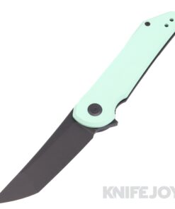 Hoback Knives HOB4222 Radford Flipper Knife CPM-20CV DLC Black Stonewash Blade with Tiffany Blue G10/ DLC Finish Titanium Handles
