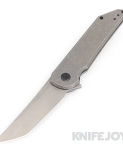 Hoback Knives HOB4218 Radford Flipper Knife CPM-20CV Stonewash Blade with Stonewash Finish Titanium Handles