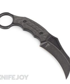 Hoback Knives HOB4223 The Tusk Karambit Fixed Blade Knife CPM-154CM DLC Black Stonewash Blade with Carbon Fiber/ DLC Stonewash Finish Titanium Handles