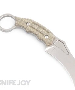 Hoback Knives HOB4224 The Tusk Karambit Fixed Blade Knife CPM-154CM Stonewash Blade with OD Green Micarta/ Stonewash Finish Titanium Handles