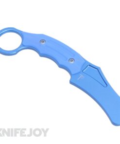 Hoback Knives HOB4225 The Tusk Karambit Fixed Blade Knife Trainer Blue Aluminum with Blue G10 Handles