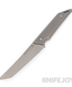 Hoback Knives HOB4191 Goliath Pocket Fixed Blade Knife CPM-20CV Stonewash Blade with Stonewash Titanium Handles
