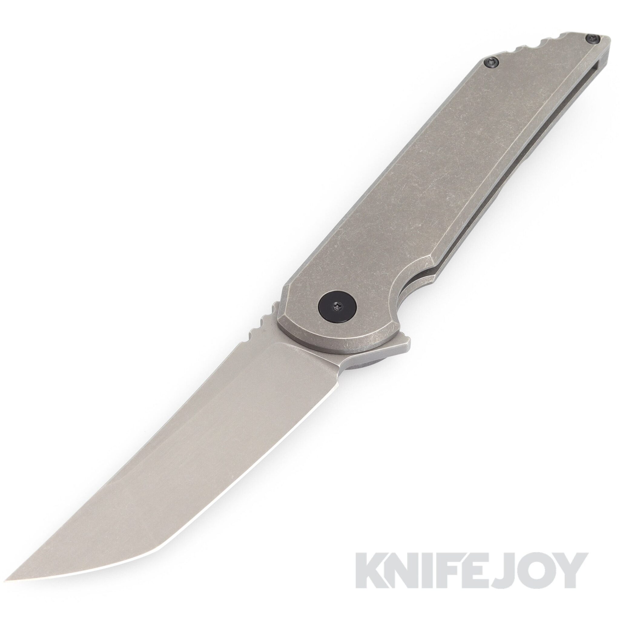 Hoback Knives HOB4196 Kwaiback MK6 Flipper Knife M390 Stonewash Blade with Smooth Titanium Handles