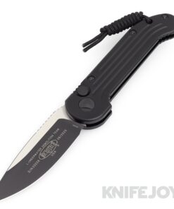 MICROTECH 135-1TSF Auto L.U.D.T. Tactical Satin Flats Blade with Black Handles/ Black Lanyard