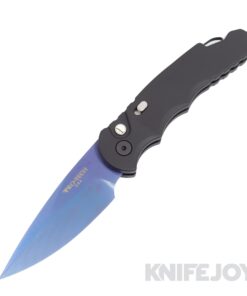 Pro-tech Knives PTT-503-SB Tactical Response 5 Auto Folder Plain Edge Sapphire Blue Blade with Black Aluminum Handle/ Abalone Button