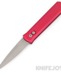 Pro-tech Knives 920-RED GODFATHER Auto Bead Blasted Plain Edge Blade with Red Aluminum Handles
