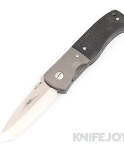 Emerson Knives Custom CQC-7 Folder Satin Blade with Black Burlap Handle Scales and Ti Bolsters