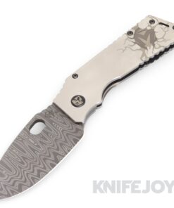 Medford Knives TFF-1 Chad Nichols Damascus Blade with Brushed Silver "MKT" Lasered Handles/ Standard Hardware/ Lasered Clip