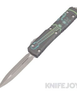 MICROTECH 122-10APNCKS Ultratech OTF NCKS 2023 Auto Double Edge Standard Blade with Custom Teal and Green Nashville/Music City Aluminum Handles