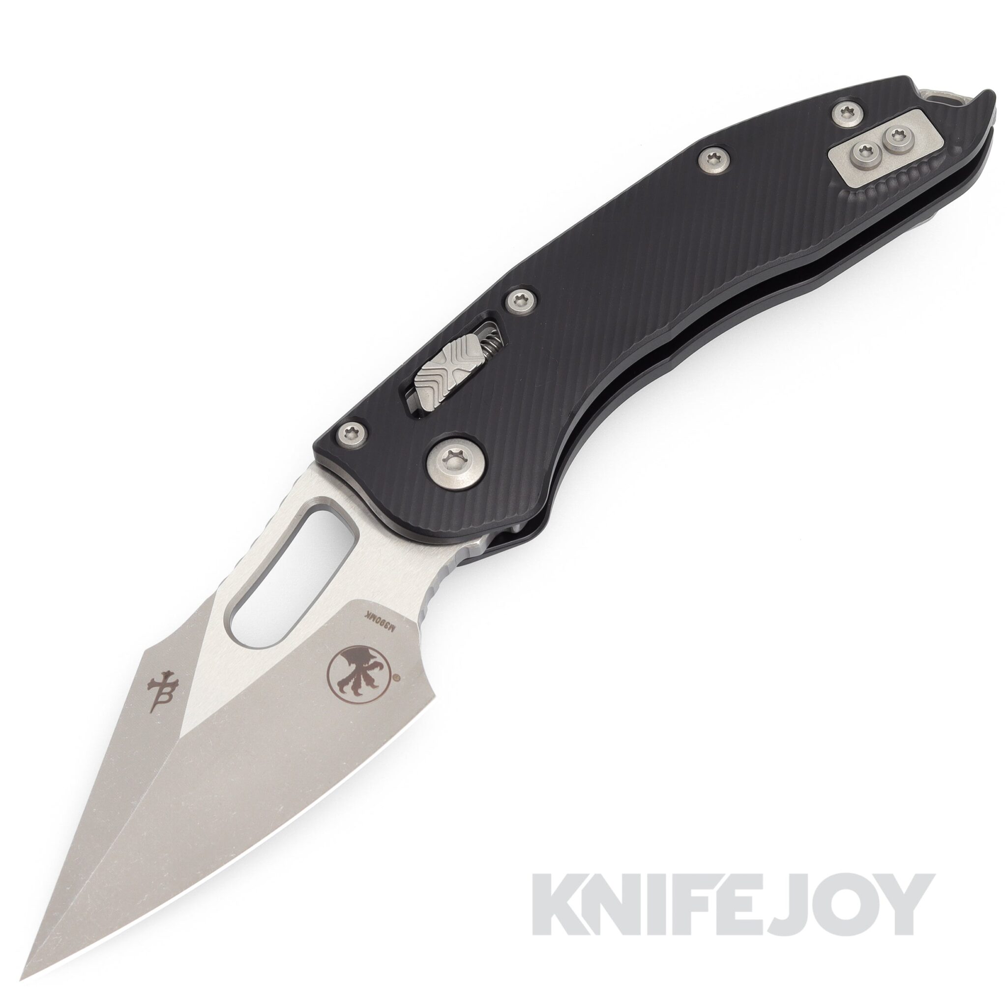 MICROTECH 169RL-10APFL Borka Stitch Ramlock Folding Knife Single Edge Apocalyptic Standard Blade with Fluted Black Aluminum Handles