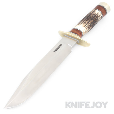 Randall Made Knives Model 12-9 Sportsman Bowie Fixed Blade Stainless Steel Blade with Stag Handles