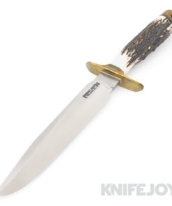 Randall Made Knives Model 1-8 All Purpose Fighting Fixed Blade Stainless Blade with Stag Handles/ Brass Buttt with Lanyard Ring/ Brass Spacer