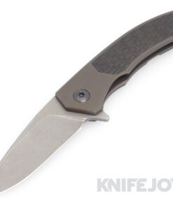 Trevor Burger Custom Knives TBC-DAKARMINI03 DAKAR Mini Flipper Folder Plain Stonewash Blade with Fat Carbon Fiber Inlay/ Titanium Handles/ Black Hardware and Clip