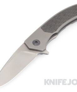 Trevor Burger Custom Knives TBC-DAKARMINI05 DAKAR Mini Flipper Folder Plain Stonewash Blade with Fat Carbon Fiber Inlay/ Titanium Handles/ Black Hardware and Clip