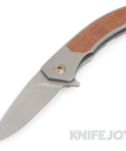 Trevor Burger Custom Knives TBC-DAKARMINI06 DAKAR MINI Flipper Folder Plain Stonewash Blade with Brown Micarta Inlay/ Titanium Handles/ Bronze Hardware and Clip
