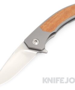 Trevor Burger Custom Knives TBC-DAKARMINI08 DAKAR MINI Flipper Folder Plain Satin Blade with Brown Micarta Inlay/ Titanium Handles/ Plain Hardware and Clip