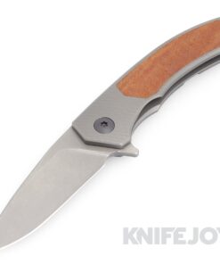 Trevor Burger Custom Knives TBC-DAKARMINI10 DAKAR MINI Flipper Folder Plain Stonewash Blade with Brown Micarta Inlay/ Titanium Handles/ Black Hardware and Clip