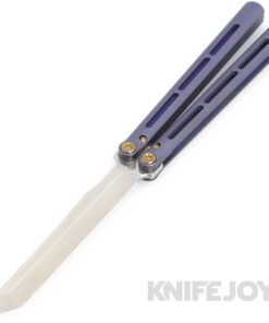 Medford Knives Viceroy Balisong Butterfly Knife S45VN Tumbled Tanto Blade with Blue Anodized Titanium Handles/ Bronze Hardware