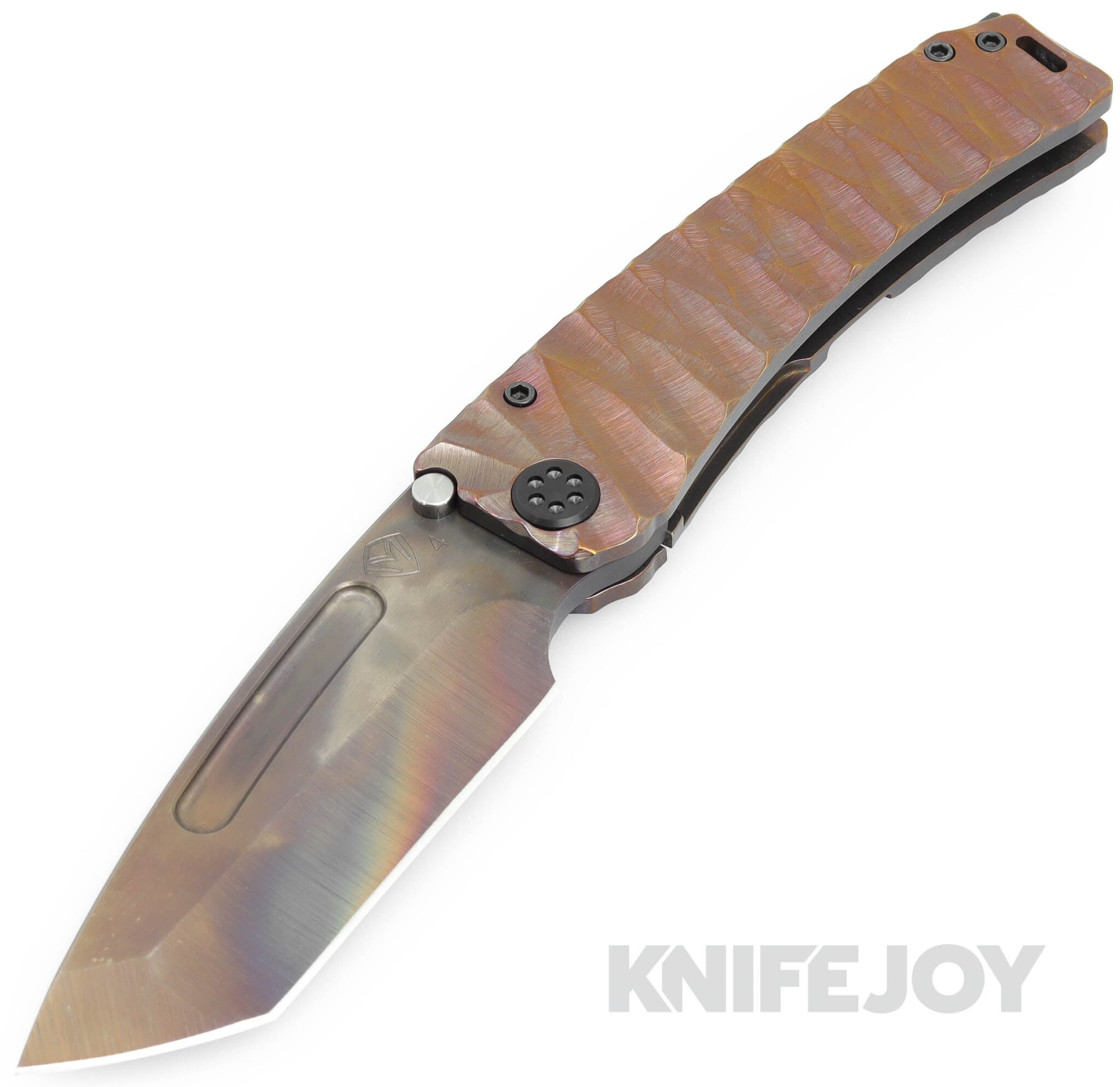 Medford Knives Marauder-H (Supressed Handles) S45VN Vulcan Tanto Blade with Maker's Ano Predator Handles/ Maker's Hardware and Dual Finish Clip
