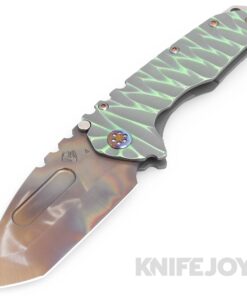 Medford Knives Praetorian "T" S45VN Vulcan Tanto Blade with BB/Cement w/ Green Predator Handles/ Flamed Hardware and Clip