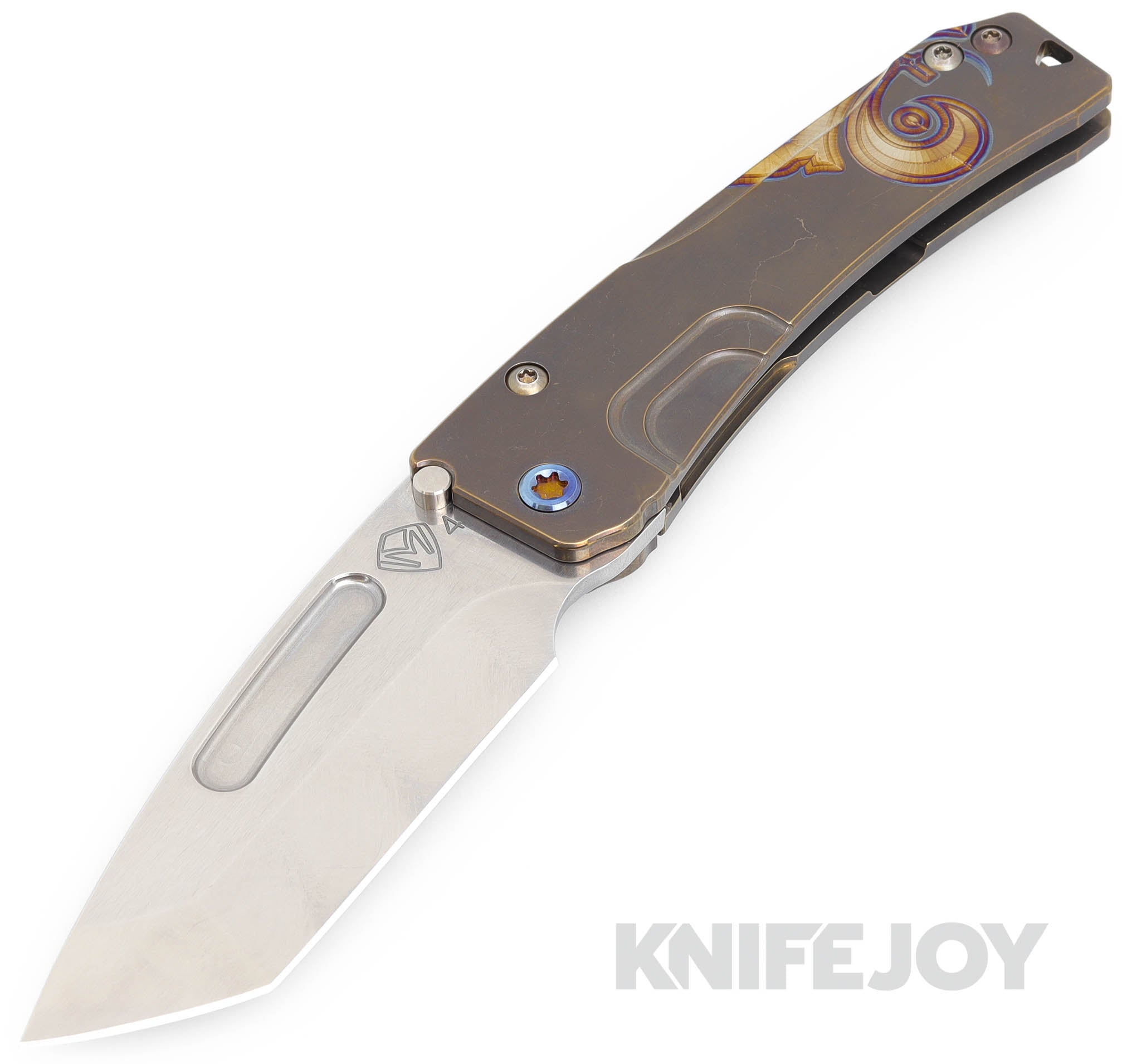 Medford Knives Slim Midi Marauder S45VN Tumbled Tanto Blade with Bronze "Deep-Cut Fleur De Lis" Handles/ Flamed Hardware and Clip