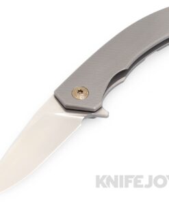 Trevor Burger Custom Knives TBC-DAKARMINI12 DAKAR Mini Flipper Folder Plain Satin Blade with Full Titanium Handles/ Bronze Hardware and Clip
