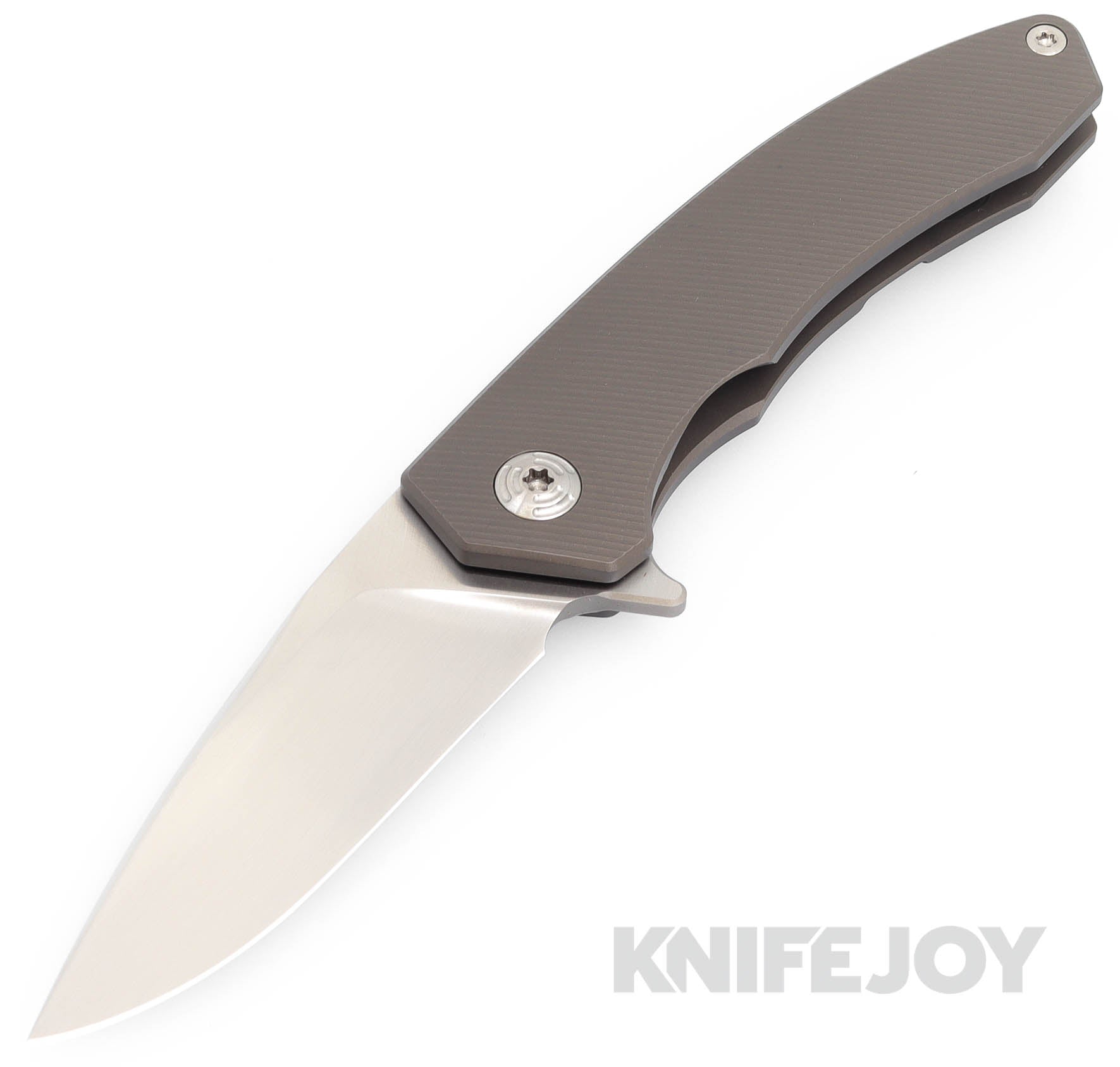 Trevor Burger Custom Knives TBC-DAKARMINI14 DAKAR Mini Flipper Folder Plain Satin Blade with Full Titanium Handles/ Plain Hardware and Clip