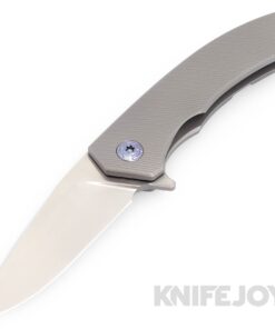 Trevor Burger Custom Knives TBC-DAKARMINI16 DAKAR Mini Flipper Folder Plain Satin Blade with Full Titanium Handles/ Blue Hardware and Clip