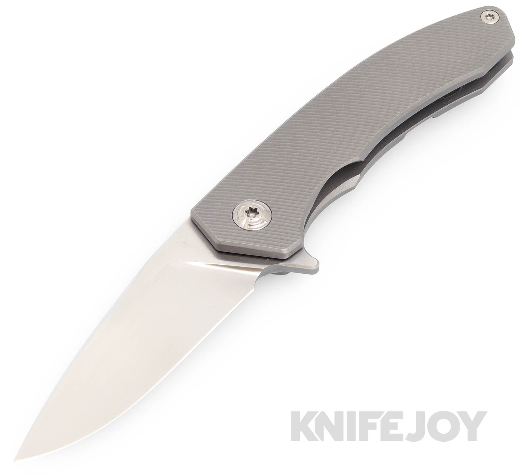 Trevor Burger Custom Knives TBC-DAKARMINI17 DAKAR Mini Flipper Folder Plain Satin Blade with Full Titanium Handles/ Plain Hardware and Clip