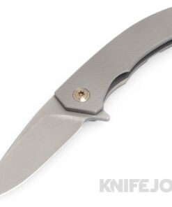 Trevor Burger Custom Knives TBC-DAKARMINI18 DAKAR Mini Flipper Folder Plain Stonewash Blade with Full Titanium Handles/ Bronze Hardware and Clip