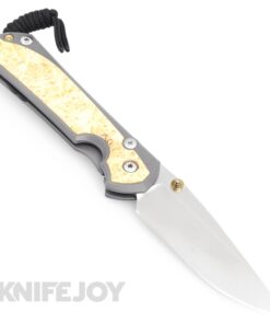 Chris Reeve Knives Large Sebenza 31 LEFT HAND Drop Point Plain Magnacut Blade/ Double Gold Lugs with Box Elder Inlay Handles