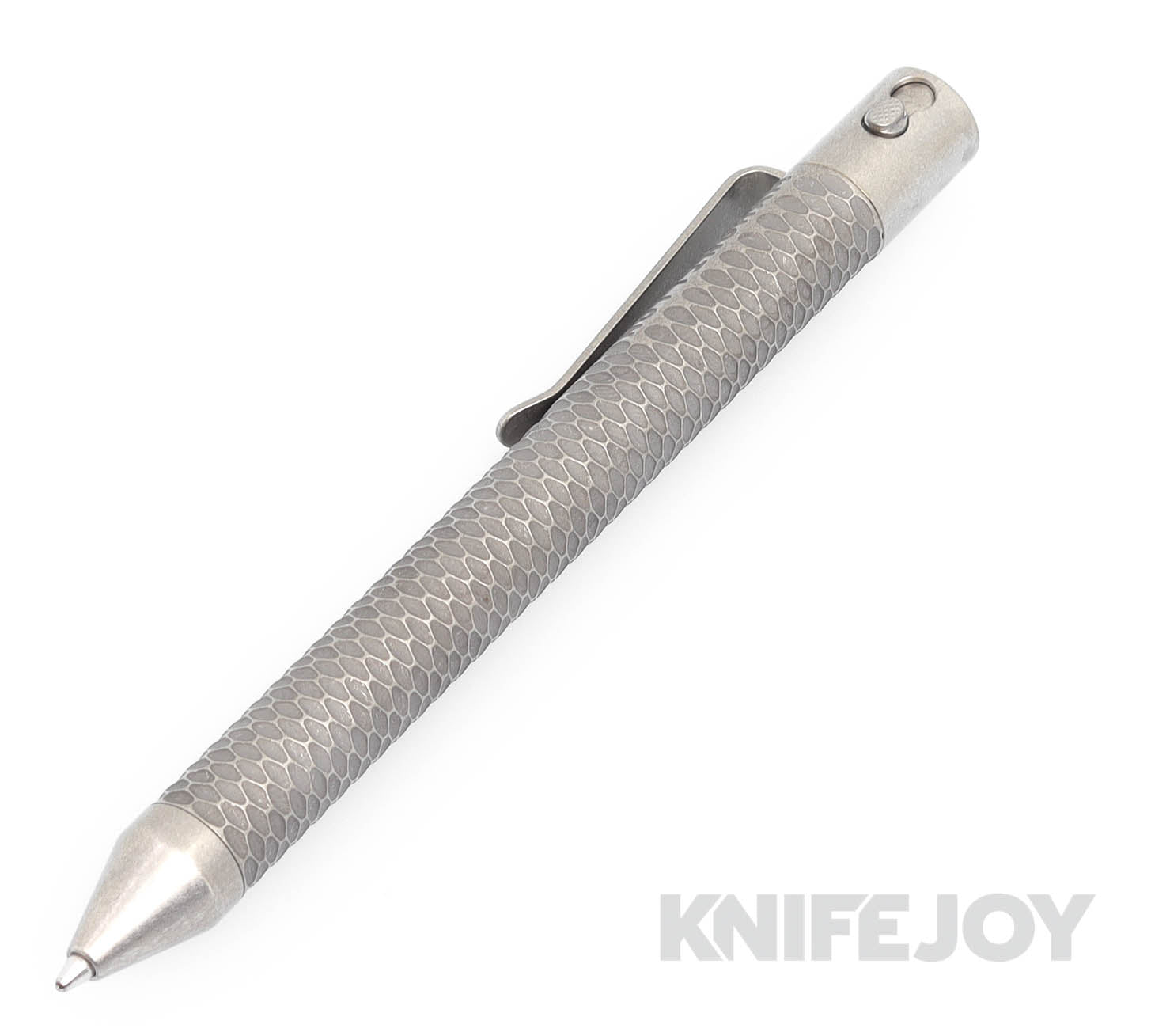 Nottingham Tactical TiButton Right Hand Double Lock Parker Full Carved Blasted Titanium Pen