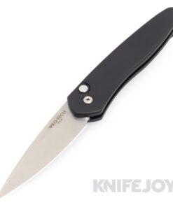 Pro-tech Knives PT3405 Newport Auto Thin Sleek Stonewash Plain Blade with Black Aluminum Handles