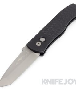 Pro-tech Knives E7T05 Emerson CQC7 Auto Chisel Tanto Plain Edge Blade with Black "Jigged" Textured Aluminum Handles/ New Wide-Deep Carry Clip