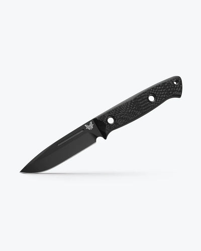Benchmade 163BK Bushcrafter Fixed Blade Knife Drop Point Black Cerakote Blade with Carbon Fiber Handles
