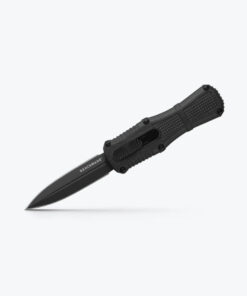 Benchmade 3375GY Mini Claymore Auto OTF Grey PVD Dagger Blade with Black Grivory Handles