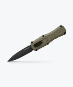 Benchmade 3375GY-1 Mini Claymore Auto OTF Grey PVD Dagger Blade with Ranger Green Grivory Handles