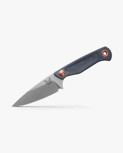 Benchmade 203 Dacian Fixed Blade Knife Spearpoint Satin Blade with Blue Denim Micarta Handles