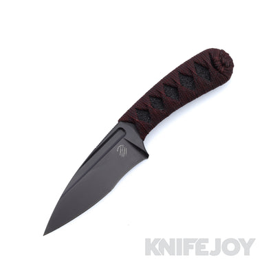 Bastinelli Knives SIN Fixed Blade PVD N690CO Blade with Red Tsukamaki Wrapped Handle