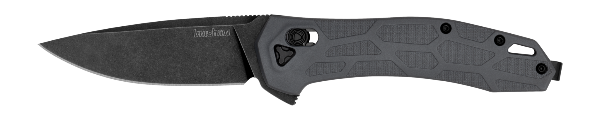 Kershaw 2042 Covalent DuraLock KVT Flipper Drop Point Blackwashed Blade with Gray Reinforced Nylon Handles