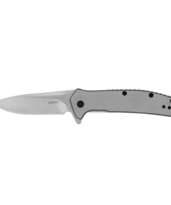 Kershaw 2044 Assisted Flipper Stonewashed Drop Point Blade with Bead Blasted Stainless Steel Handles