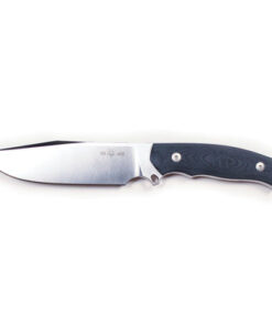 GiantMouse Knives Vox/Anso GMF4-DB-SATIN Fixed Blade Satin Blade with Double Black Canvas Micarta Handles