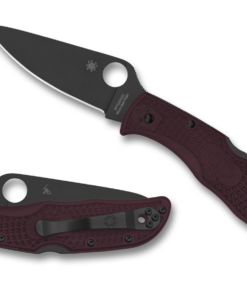 Spyderco C243BGBKP Endela Lightweight Sprint Run Micro Melt PD#1 PlainEdge Black Blade with Burgundy FRN Handles