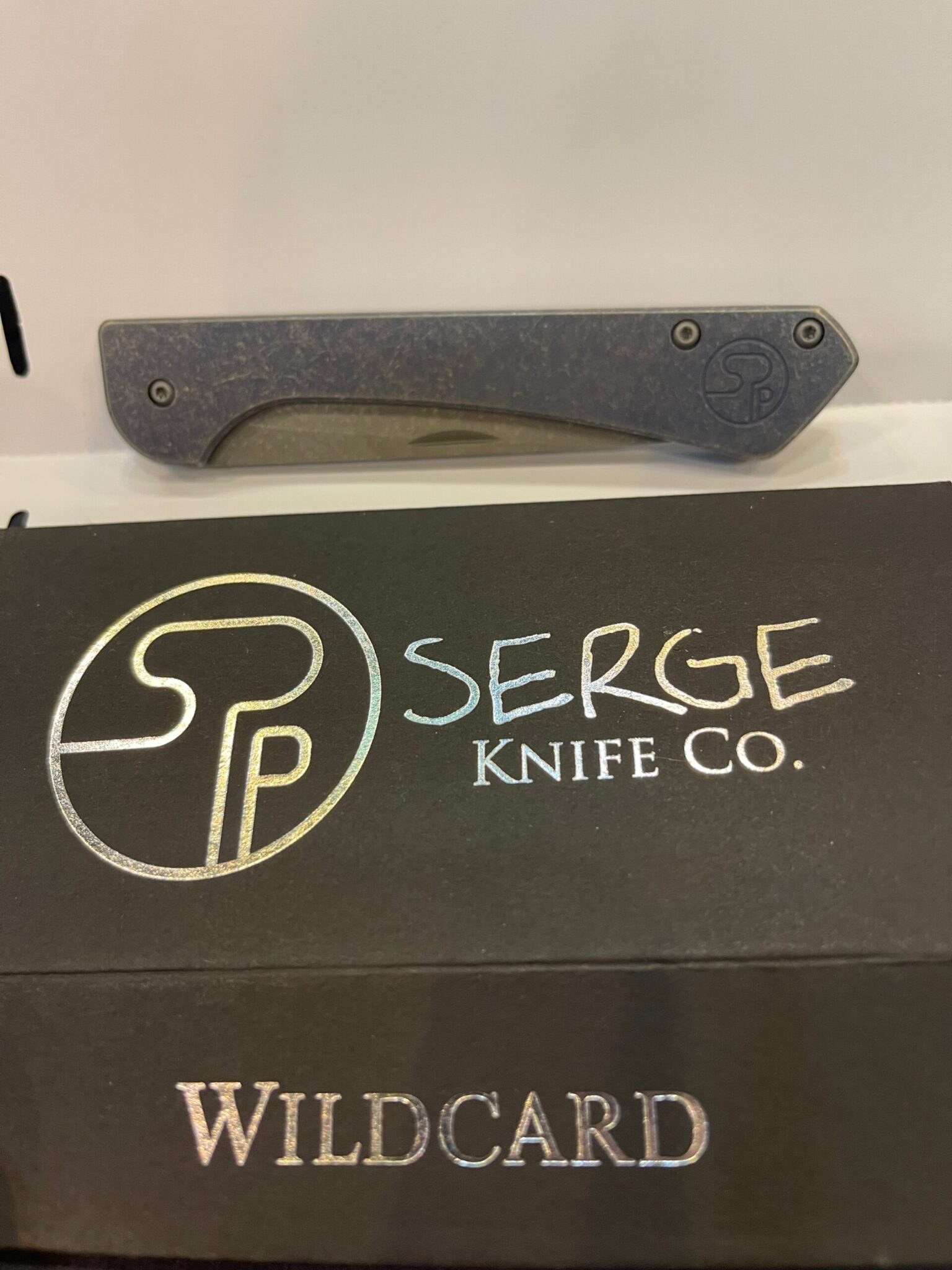 Serge Knives Production Wildcard Bohler M390 Blade with Blue Titanium Handles