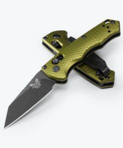 Benchmade 2900BK-2 Auto Full Immunity AXIS Lock Knife CPM-M4 Cobalt Black Wharncliffe Blade with Woodland Green Anodized Aluminum Handles