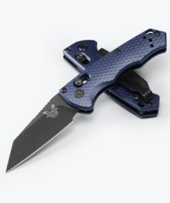 Benchmade 2900BK Auto Full Immunity AXIS Lock Knife CPM-M4 Cobalt Black Wharncliffe Blade with Crater Blue Anodized Aluminum Handles