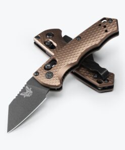 Benchmade 2950BK-1 Partial Auto Full Immunity AXIS Lock Knife CPM-M4 Cobalt Black Wharncliffe Blade with Flat Dark Earth Anodized Aluminum Handles