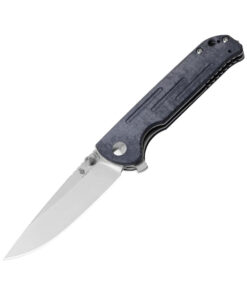 Kizer V4543N7 Vanguard Justice Linerlock Flipper Plain Stonewash Blade with Denim Micarta Handles