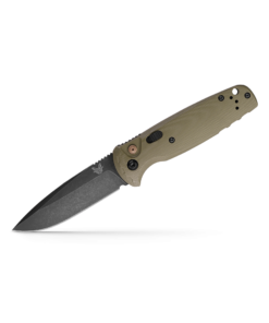 Benchmade 4300BK-02 CLA Auto Knife CPM-Magnacut Black DLC Battlewash Plain Blade with OD Green G10 Handles