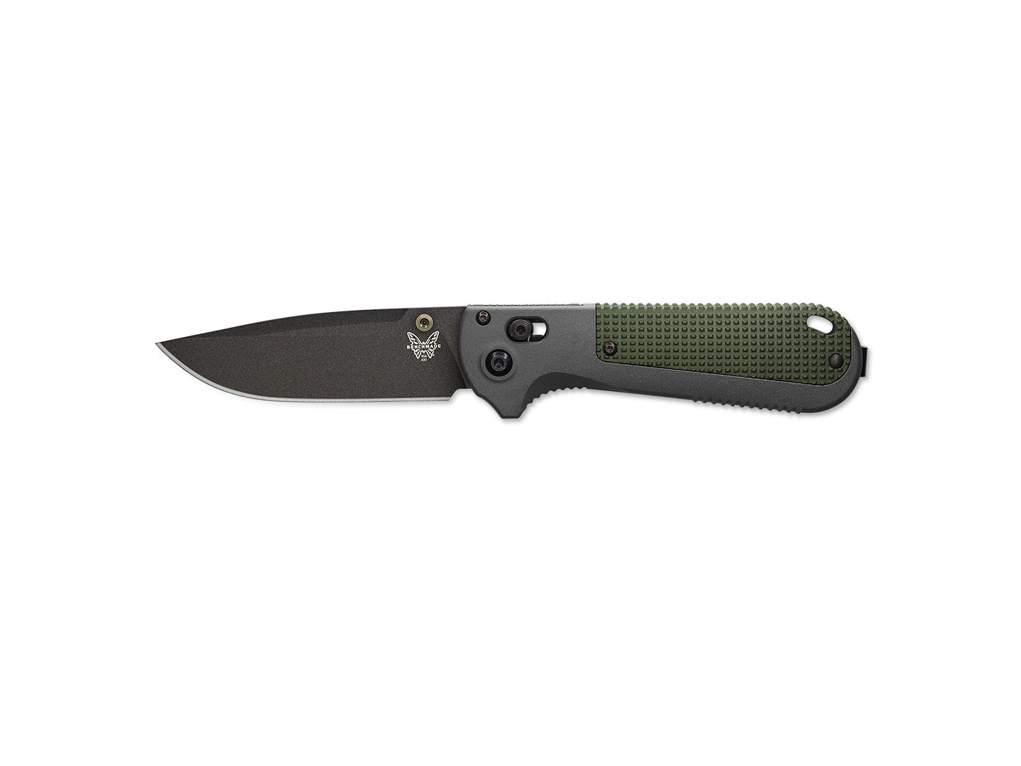 Benchmade 430BK Redoubt Axis Lock Plain Edge Black Blade Grivory (Gray/Green) Handles